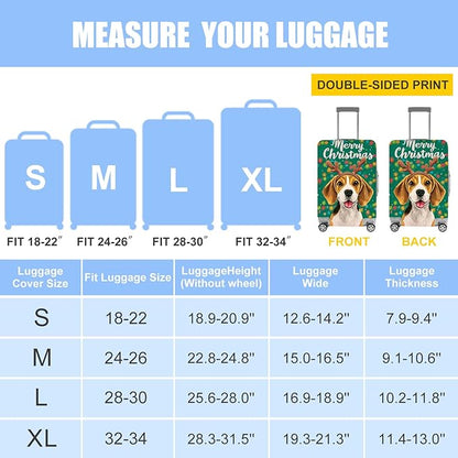 Christmas Dog Luggage Cover, Cute Reindeer Puppy Washable Suitcase Cover, Travel Suitcase Protector Anti-scratch Bag cover, XL