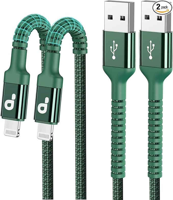 iPhone Charger Cable 3FT 2Pack, USB to Lightning Cable Extra Durable, [Apple MFi Certified] iPhone Charging Cord Short USB A to Lightning Cable for iPhone 14 13 12 11 8 7 Pro Max and More (Green)