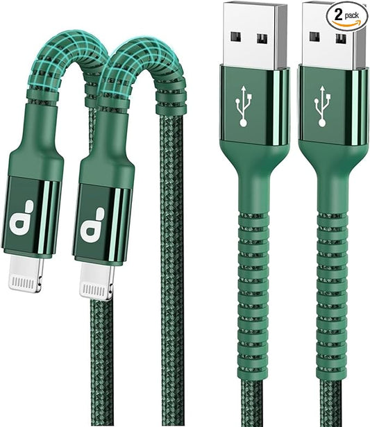 iPhone Charger Cable 2Pack 10FT, [Apple MFi Certified] Lightning Cable, iPhone Fast Charging Cord Extra Durable USB A to Lightning Cable Compatible with iPhone 14 13 12 11 Pro Max and More (Green)