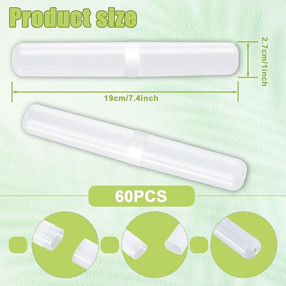 60 Pcs Travel Toothbrush Case, Portable Plastic Toothbrush Holders Bulk, Plastic Dust Proof Breathable Toothbrushes Case Holder for Travel, Business, Indoor, Outdoor, Camping, Bathroom(Clear)