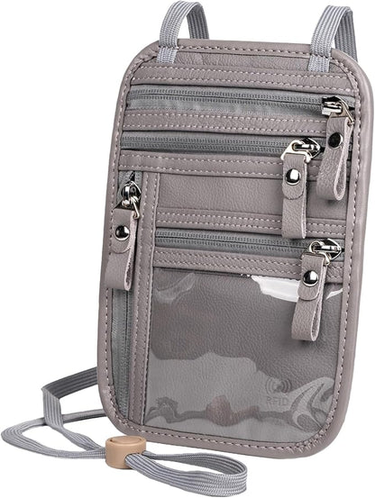 Neck Wallet - Rfid Wallet Women - passport holder for travel - Travel Wallet Passport Holder For Travel Women - 10.3x6.8inch (Light Gray)