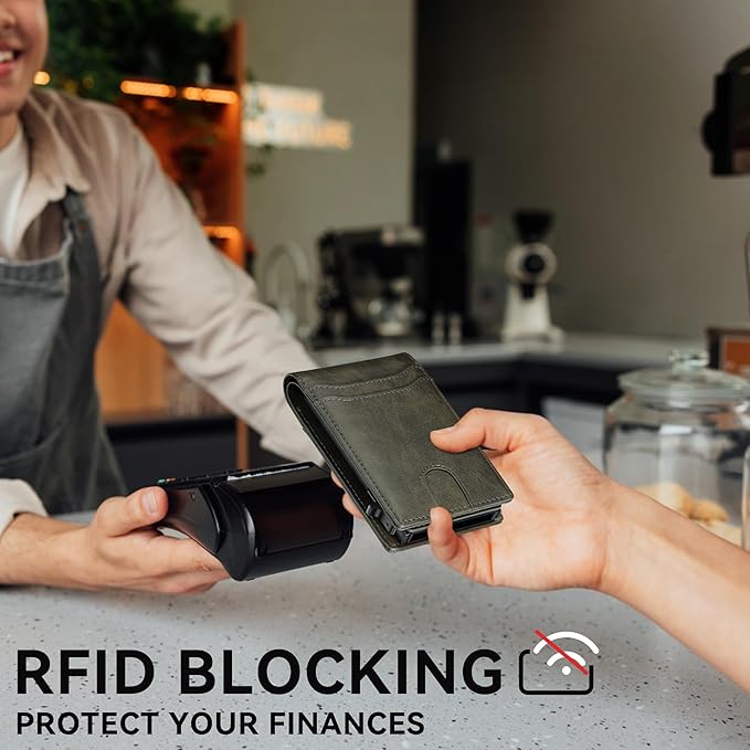 furid Card Wallet For Men Slim: Smart Rfid Minimalist Front Pocket Pop Up Wallet with ID Window - Stocking Stuffers Gifts Boxed for Husband Father at Birthday Anniversary