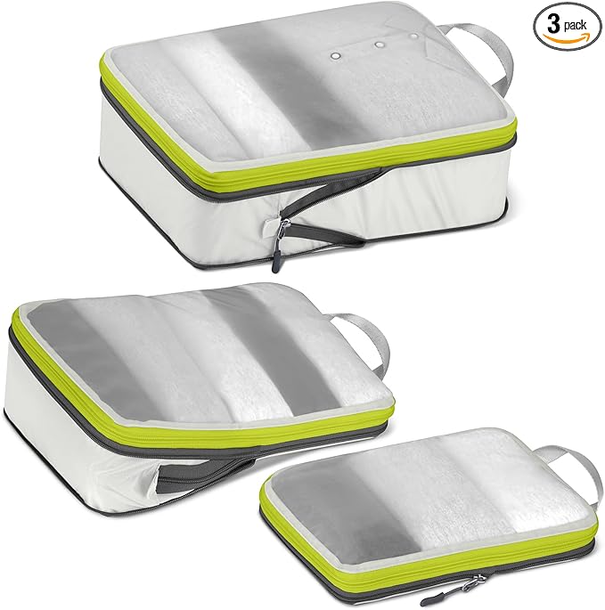 Cipway Mesh Compression Packing Cubes, Ultralight See Through Luggage Organizer Bags, Travel Essentials for Carry on Suitcase（3 Pcs,White）