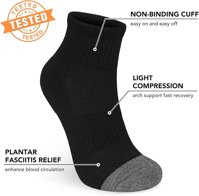 5 Pairs Copper Compression Socks for Women & Men - Ankle Plantar Fasciitis Arch Support Running Socks for Athletic