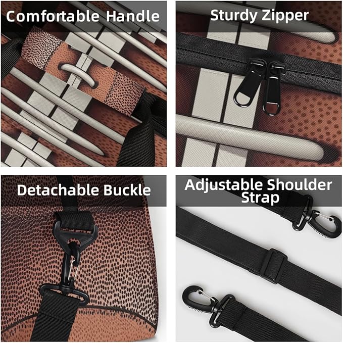 Kids Duffle Bag Girls Boys American Football Texture Weekender Overnight Bag,Lightweight Duffel Bags for Traveling Gym Sport Dance