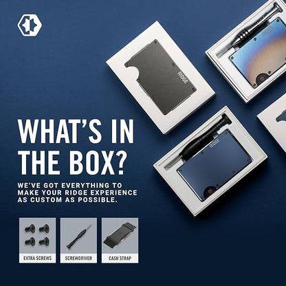 Ridge Wallet for Men - Slim Minimalist Compact Wallet and Card Holder, RFID Protected Front Pocket Wallets for Men with Integrated Cash Strap (Navy)