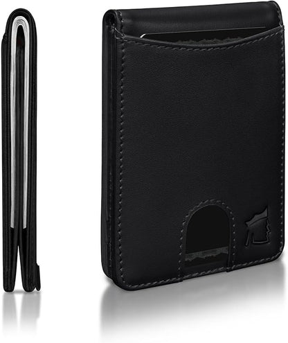 Kingly Cash Pocket Slim Wallet for Men - RFID Blocking Leather Card Holder - Minimalist Men’s Wallet for Front Pockets - Holds 1-15 Cards & Cash - Durable Italian Leather Wallets