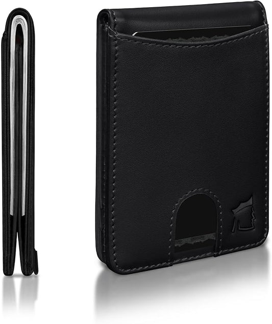 Kingly Cash Pocket Slim Wallet for Men - RFID Blocking Leather Card Holder - Minimalist Men’s Wallet for Front Pockets - Holds 1-15 Cards & Cash - Durable Italian Leather Wallets