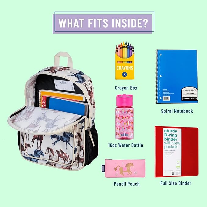 Wildkin ECO rPET Kids Backpack – Recycled, Padded, Adjustable for School & Travel – Horse Dreams