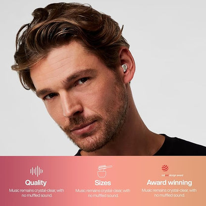 Hears Ear Plugs for Noise Protection - Patented Concert Earplugs, 20dB SNR Sound Reduction, Hypoallergenic Ear Plugs for Sleeping Noise Cancelling with 4 Ear Tip Sizes Included - Gold Haze