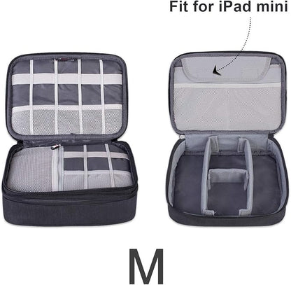 BUBM 3pcs Double Layer Electronic Organizer, Travel Gadgets Bag for Cables, External Flash Drive, Mouse, Memory Card, Power Bank and More, Compact and Multi-purpose, Black