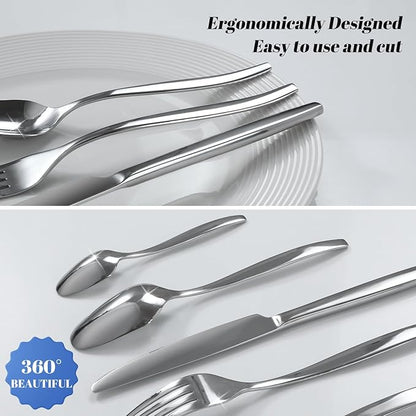 Silverware Set,30-Piece Stainless Steel Flatware Set for 6,18/0 Rust-Proof Cutlery Set with Forks & Spoons,Mirror Polished Dishwasher Safe - Heavy Duty Tableware for Wedding Housewarming