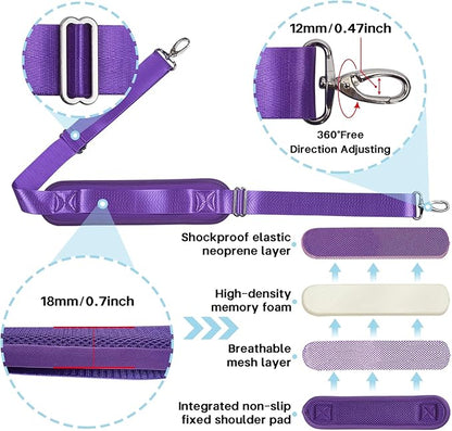 Heavy Duty Shoulder Strap for Bag Universal Replacement 58" Fixed Padded Adjustable Buckle