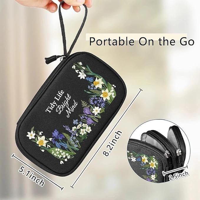COSHAYSOO Travel Gifts for Women Electronics Tech Accessories Unique Practical Birthday Gift Ideas, Cord Cable Organizer Bag Case Pouch Traveling Vacation Cruise Airplane Gadgets Essentials, Floral
