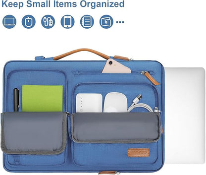 MOSISO 360 Protective Laptop Shoulder Bag,15-15.6 inch Computer Bags Compatible with MacBook Pro 16 inch, HP, Dell, Lenovo, Asus Notebook,Side Open Messenger Bag with 4 Zipper Pockets, Cadet Blue