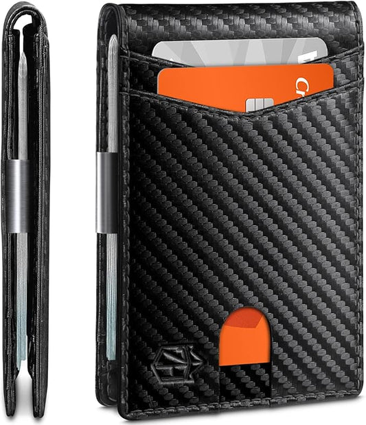 Zitahli Money Clip Wallets for Men,Slim Bifold Wallet 10-12 Cards, Mens Leather Wallet with ID Window,RFID Blocking Thin Minimalist Credit Card Holder,Gifts for Him