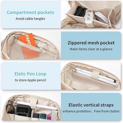 RIGHT AWAY Tech Pouch Electronics Organizer Travel Case, Cord Organizer Bag Cable Accessories Carry Storage for Essentials,Charger, Phone, Earphone,Flash Drive,Pink