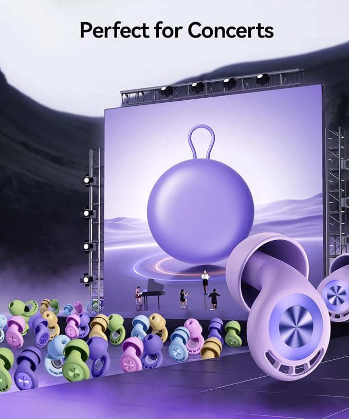 Ear Plugs for Sleeping Noise Cancelling 50dB Concert Earplugs for Noise Reduction Reusable Soft Silicone Ear Plugs for Snoring Shooting Work Motorcycle Airplane Musician with 7 Eartips Case Blue