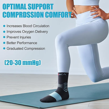 NEENCA Medical Compression Socks—2 Pairs, Ankle Socks for Injury Recovery, Pain Relief, Swelling, Sport Protection 20-30 mmHg