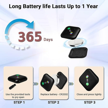 Dual-System Compatible Bluetooth Tracker for iOS or Android Key Finder, Item Locator, Smart Luggage Tracker, Pet Tracker Works with Apple Find My or Google Find Hub IP67 Waterproof Rating (2-Pack)