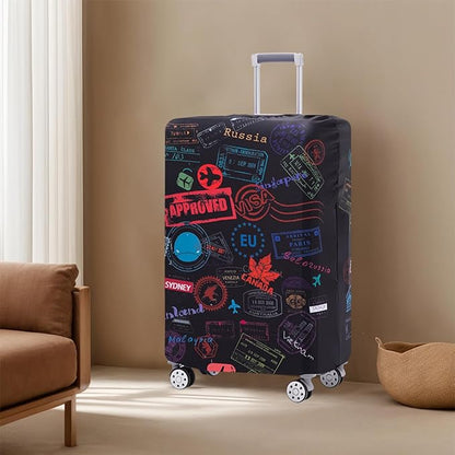 Luggage Cover Suitcase Cover Suitcase Protector Fit 26-28 Inch Luggage (Go travel world -L)