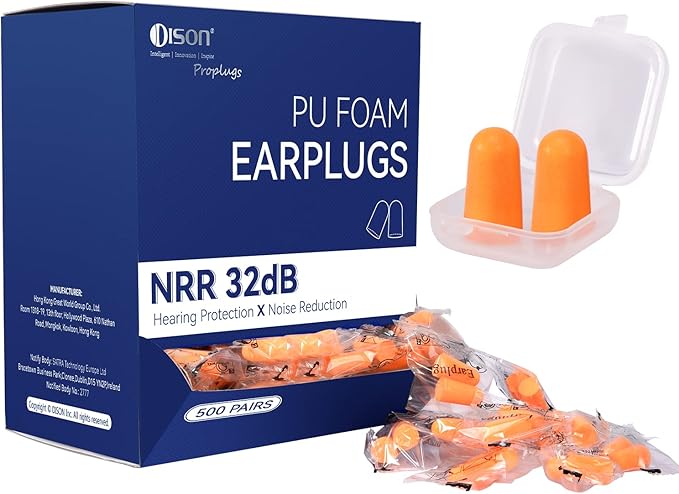 500Pairs Foam Earplugs, 32dB Disposable Noise Reduction Ear Plugs, Hearing Protection Bulk Ear Plugs for Shooting Range, Work, Travel,Concert