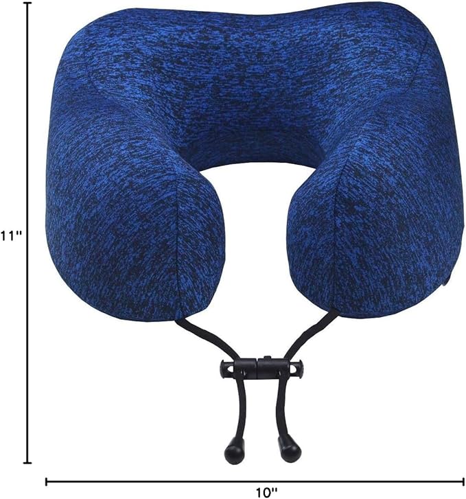 napfun Neck Pillow for Traveling, Upgraded Travel Neck Pillow for Airplane 100% Pure Memory Foam Travel Pillow for Flight Headrest Sleep, Portable Plane Accessories, Full Dark Blue