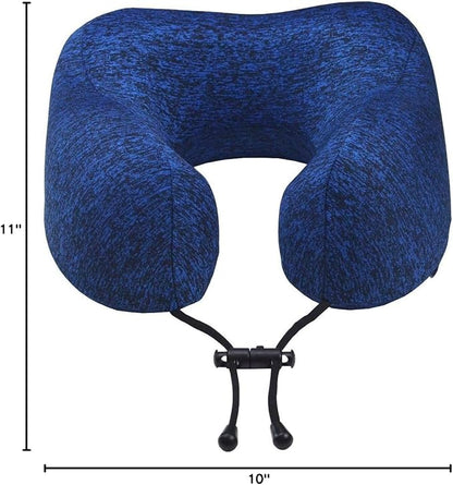 napfun Neck Pillow for Traveling, Upgraded Travel Neck Pillow for Airplane 100% Pure Memory Foam Travel Pillow for Flight Headrest Sleep, Portable Plane Accessories, Full Dark Blue