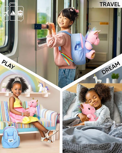 Naturally KIDS Pink Unicorn Toys, 3 Year Old Girl Gifts, Birthday Gifts for 2 Year Old Girls, Toddler Unicorn Backpack