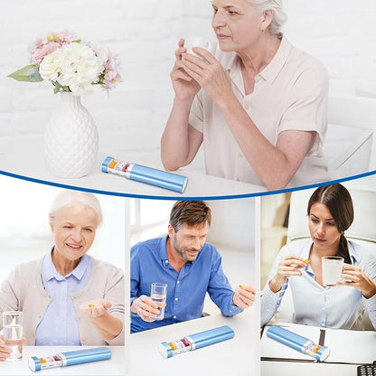 Betife Travel Pill Organizer Weekly 7 Day, Compact Daily Pill Box, Portable Medicine Case, Cute Pill Holder for Vitamins Supplements, Drawer-Shaped Pills Organizer (Blue)