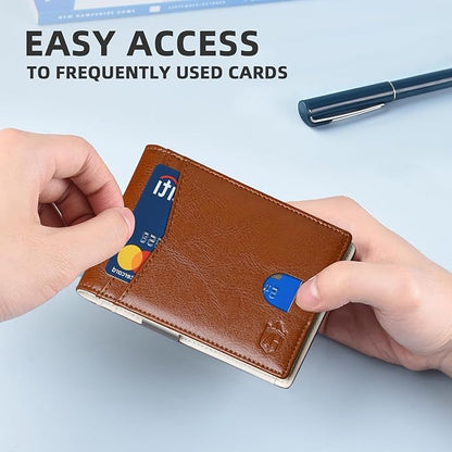 Zitahli Money Clip Wallets for Men,Slim Bifold Wallet 10-12 Cards, Mens Leather Wallet with ID Window,RFID Blocking Thin Minimalist Credit Card Holder,Gifts for Him