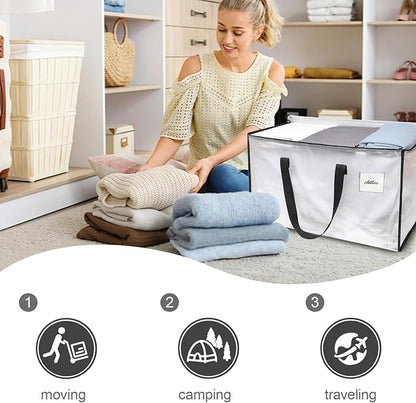 Moving Bags Heavy Duty – Clean Packing Solution, Large Storage Totes with Zippers and Handles for Moving and Organizing