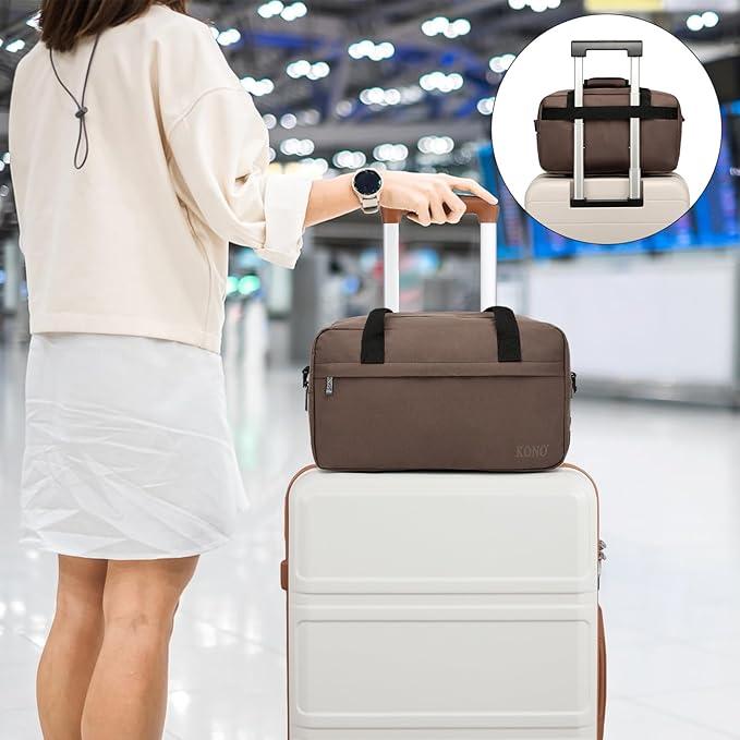 Kono Travel Duffel Bag 14L Under Seat Carry-on Bag Sports Tote Gym Bag Weekender Overnight Bags 13.78"x7.87"x7.87" Brown