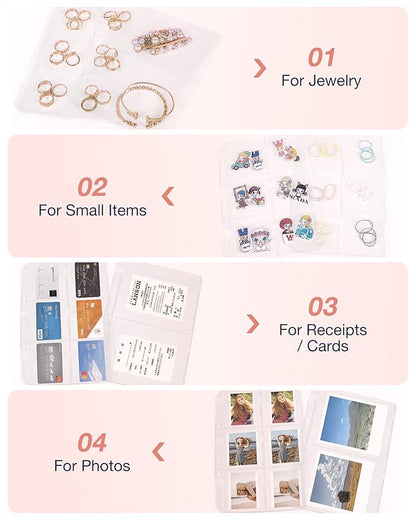 BAGSMART Jewelry Travel Organizer Case for Home Jewelry Organizer Storage Ring Binder Clear Bags Zipper Rolls Pouch for Necklaces, Earrings, Rings, Bracelets, Grey