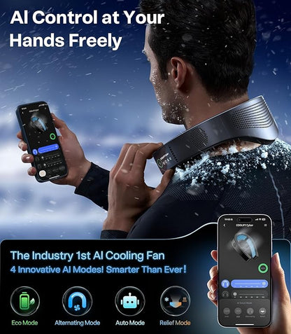 TORRAS COOLiFY Cyber 2025 Flagship AI Neck Air Conditioner, Ultimate Immersive Cooling Portable Neck Fan【No.1 Coolest & Max Cooling Area】 Neck Fans that Blow Cold Air 6000 mah Rechargeable for Gifts