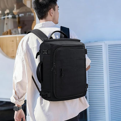 Carry On Travel Backpack Flight Approved Laptop Backpack Business Work Backpack for Women Men Large Capacity Casual Daypack with Wet/Dry Separation Pockets, Black