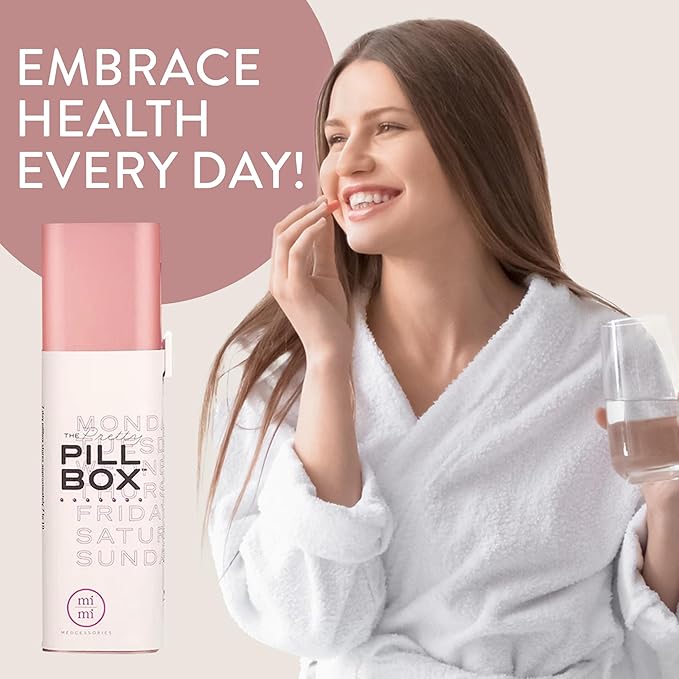 Pretty Pill Box Set - Stylish & Compact Daily Pill Organizer, Medication Pill Case, Pill Container for Vitamin Management, Pill Holder, Travel Essentials for Women & Men - Rose