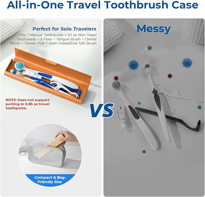 Wider Aluminum Toothbrush Travel Case, Portable Travel Toothbrush Holder, Durable Manual Toothbrush Box Container for Traveling, Bathroom, Camping, Business Trip, Orange