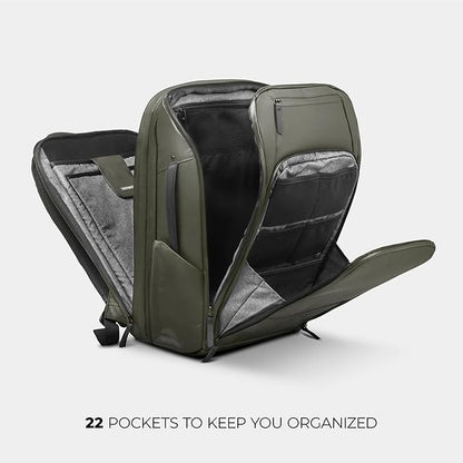 NOMATIC Travel Pack - 20L Water Resistant Laptop Bag - TSA-Ready Expandable Olive Backpack