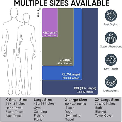 APEXUP Microfiber Travel Towel, Ultra Absorbent Quick Dry Towels, Lightweight Gym Sports Camping Towel for Workout, Yoga, Beach, Shower, Swimming (48"×24", Purple)