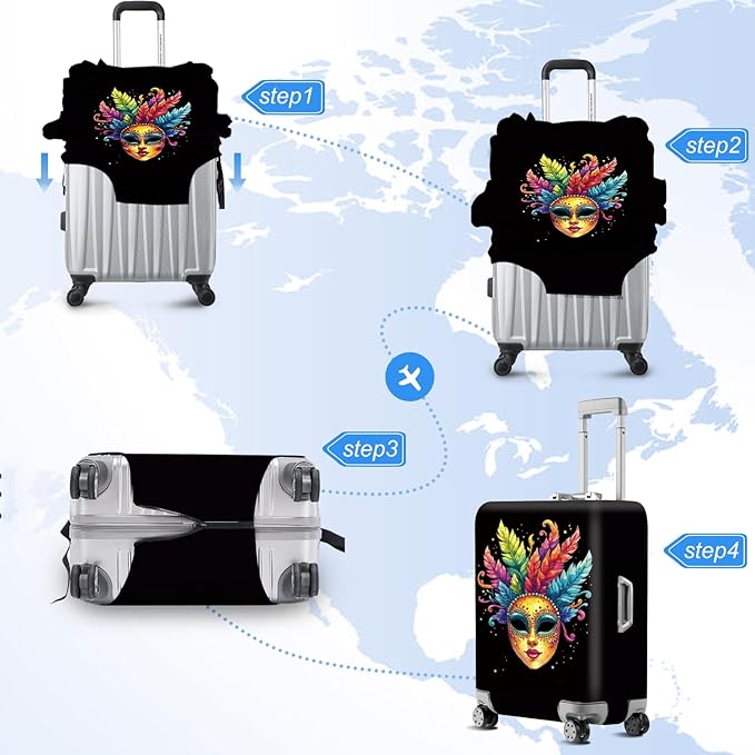ANNA QUEEN Travel Luggage Cover Suitcase Protector Suitcase Cover Anti-Scratch,Stretchable Bag Cover Washable Durable Polyester with Elastic Hem with Zipper Closure