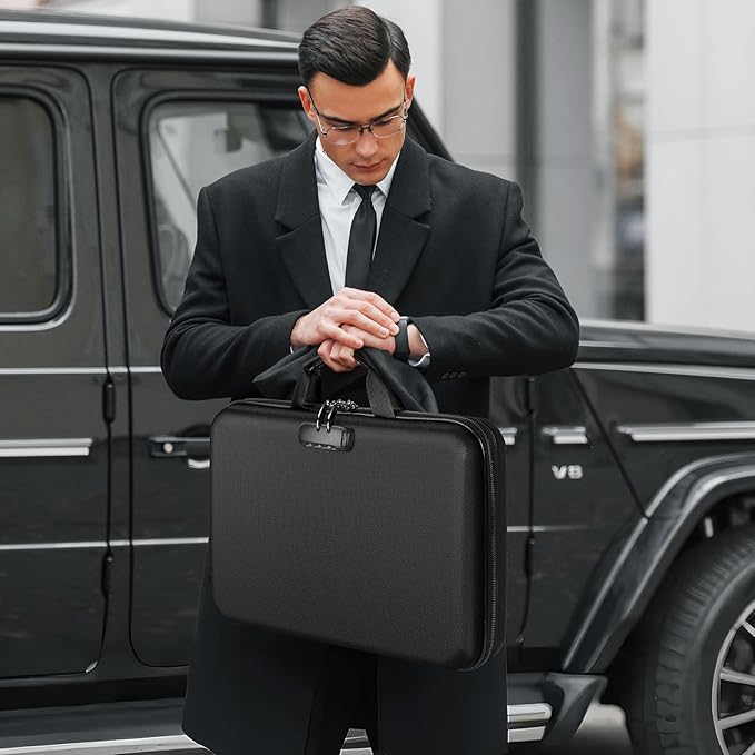 Fireproof Document Organizer with Lock, File Organizer Safe Box Fireproof Waterproof, Hard Shell Fire Proof Document Bag with 13 Pocket Accordion File Folders, Home Storage Office Organization