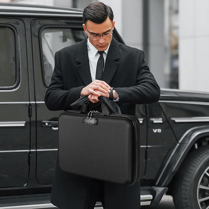 Fireproof Document Organizer with Lock, File Organizer Safe Box Fireproof Waterproof, Hard Shell Fire Proof Document Bag with 13 Pocket Accordion File Folders, Home Storage Office Organization