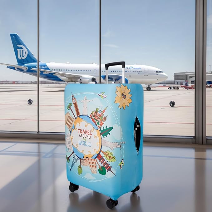 WUJIAONIAO Travel Luggage Cover Baggage Suitcase Cover Protector Skins 18-32 Inch (ocean, M (for 22-24 inch luggage))