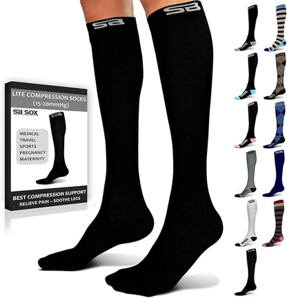 SB SOX Lite Compression Socks for Men & Women (15-20mmHg) – Best Compression Socks for Travel, Sports, and Daily Wear - XXL Sizes too!
