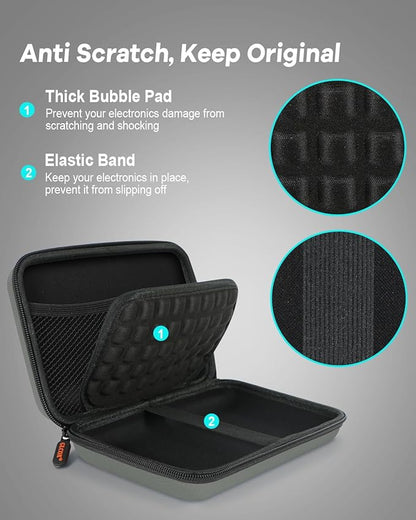 Gray-Green Hard Shell Carrying Case for External Hard Drive, Hard Disk, Power Bank, Charger, Cable, Cell Phone, Electronic Accessories - Larger Capacity Storage Pouch Shockproof Travel Case Bag