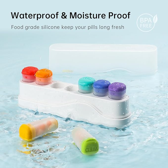 Weekly Pill Organizer 1 Time a Day, KOVIUU Removable Pill Box 7 Day, Portable Travel Pill Case, Once Daily Medication Container Holder, Week Pillbox Dispenser for Vitamin Medicine Supplement, White