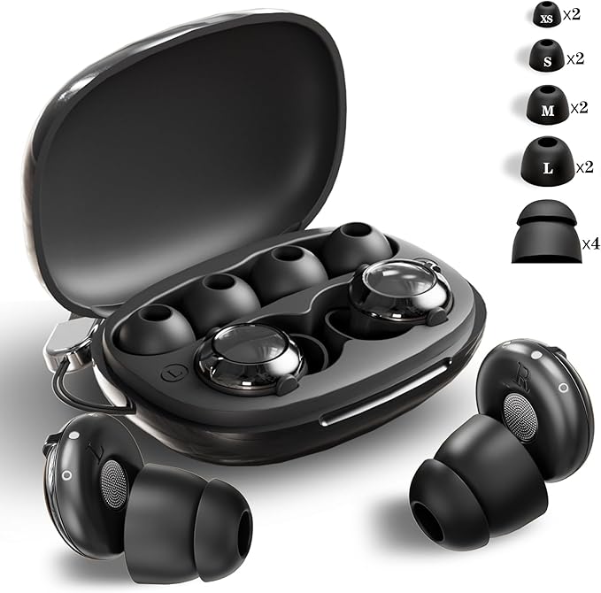 Ear Plugs for Sleeping 50dB Noise Cancelling Earbuds with 6 Eartips Ear Plugs for Concerts/Shooting/Travel/Snoring Silicone Hearing Protection Sleep EarPlugs Reusable,Black