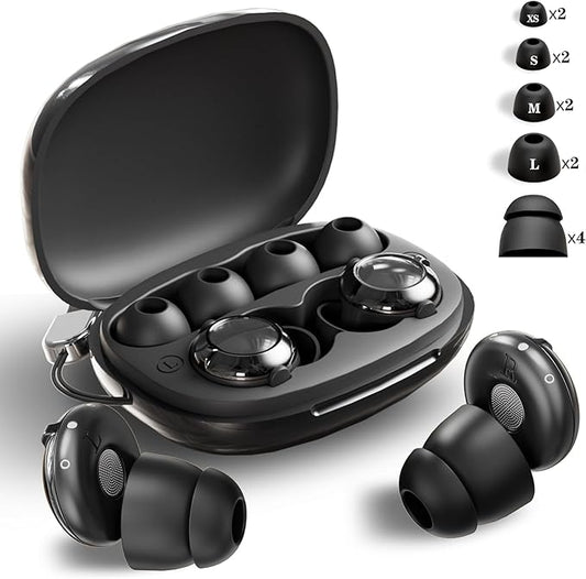 Ear Plugs for Sleeping 50dB Noise Cancelling Earbuds with 6 Eartips Ear Plugs for Concerts/Shooting/Travel/Snoring Silicone Hearing Protection Sleep EarPlugs Reusable,Black