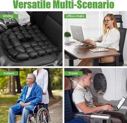 Inflatable Travel Seat Cushion, Relieve Pessure HIPS, 3D Airbag Wheelchair Pad Portable Car Seat Cushions for Office Chair, Wheelchair, Stadiums, Dining Chair